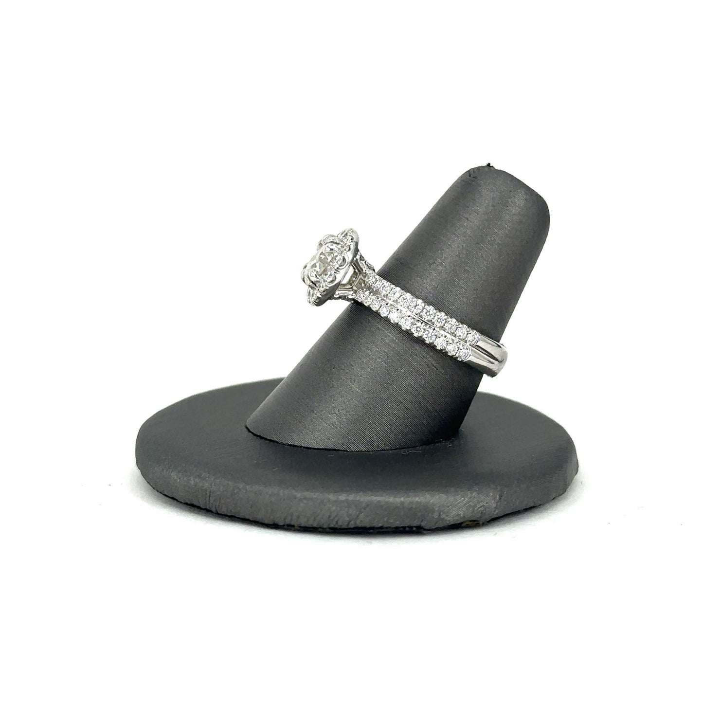 White Gold Halo Double Band Engagement Ring