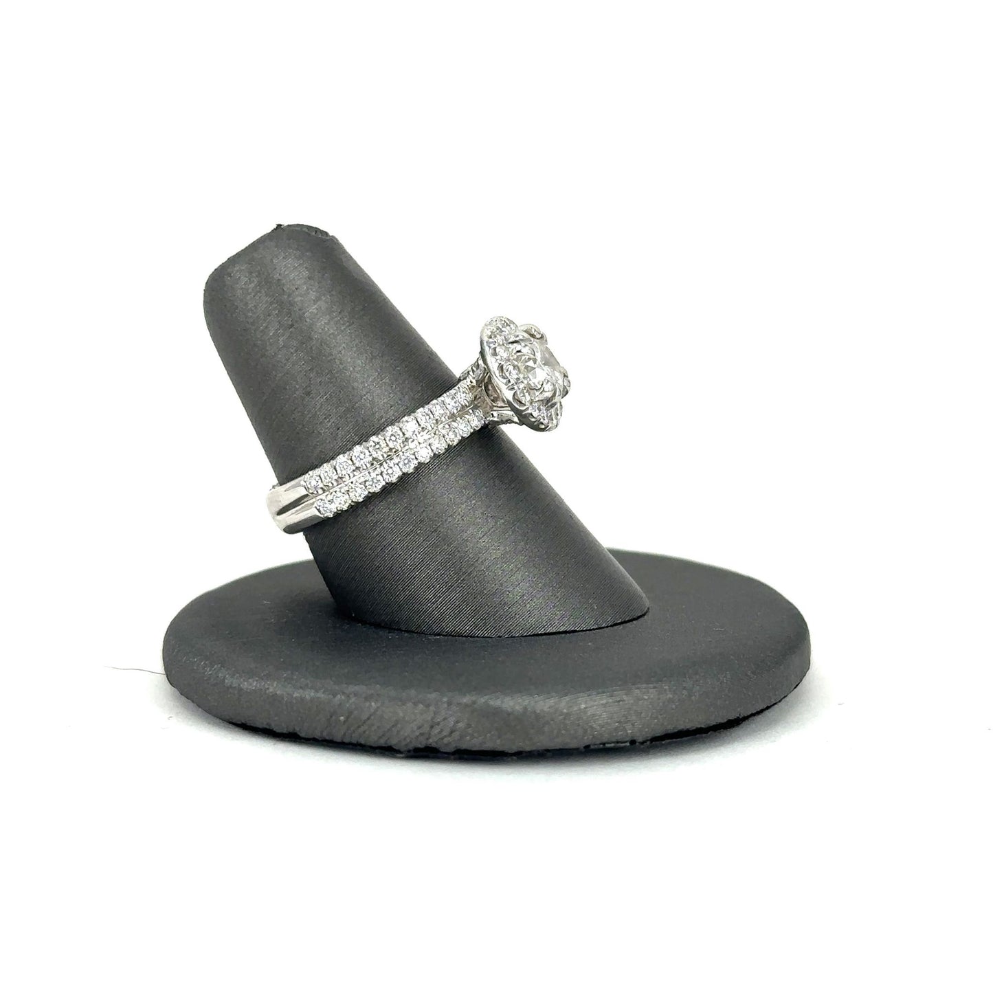 White Gold Halo Double Band Engagement Ring