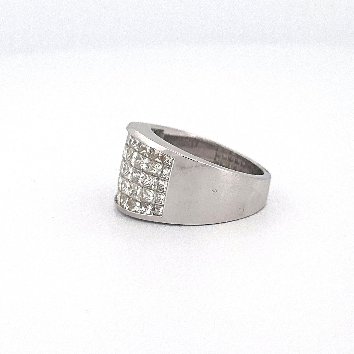 White Gold Princess Cut Cluster Set Diamond Ring
