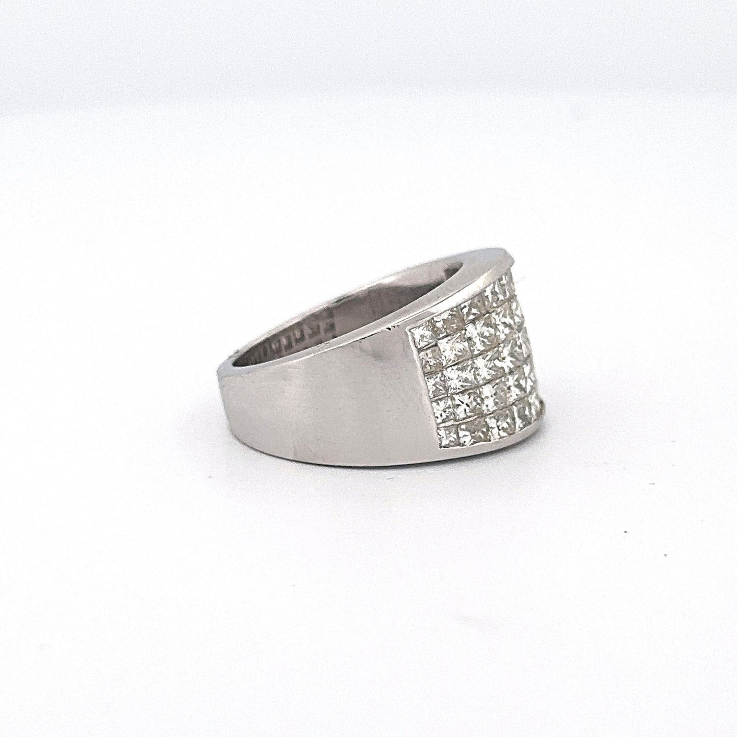 White Gold Princess Cut Cluster Set Diamond Ring