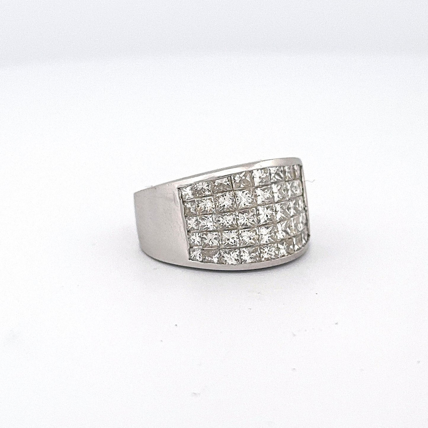 White Gold Princess Cut Cluster Set Diamond Ring
