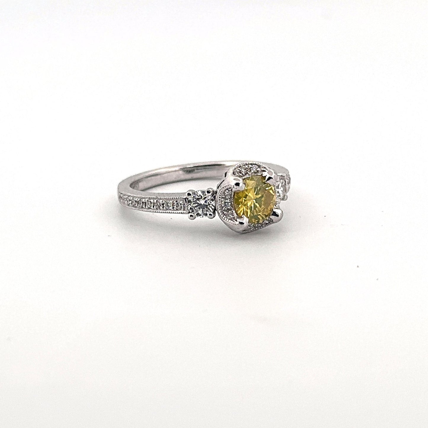 White Gold HPHT Yellow Diamond Ring