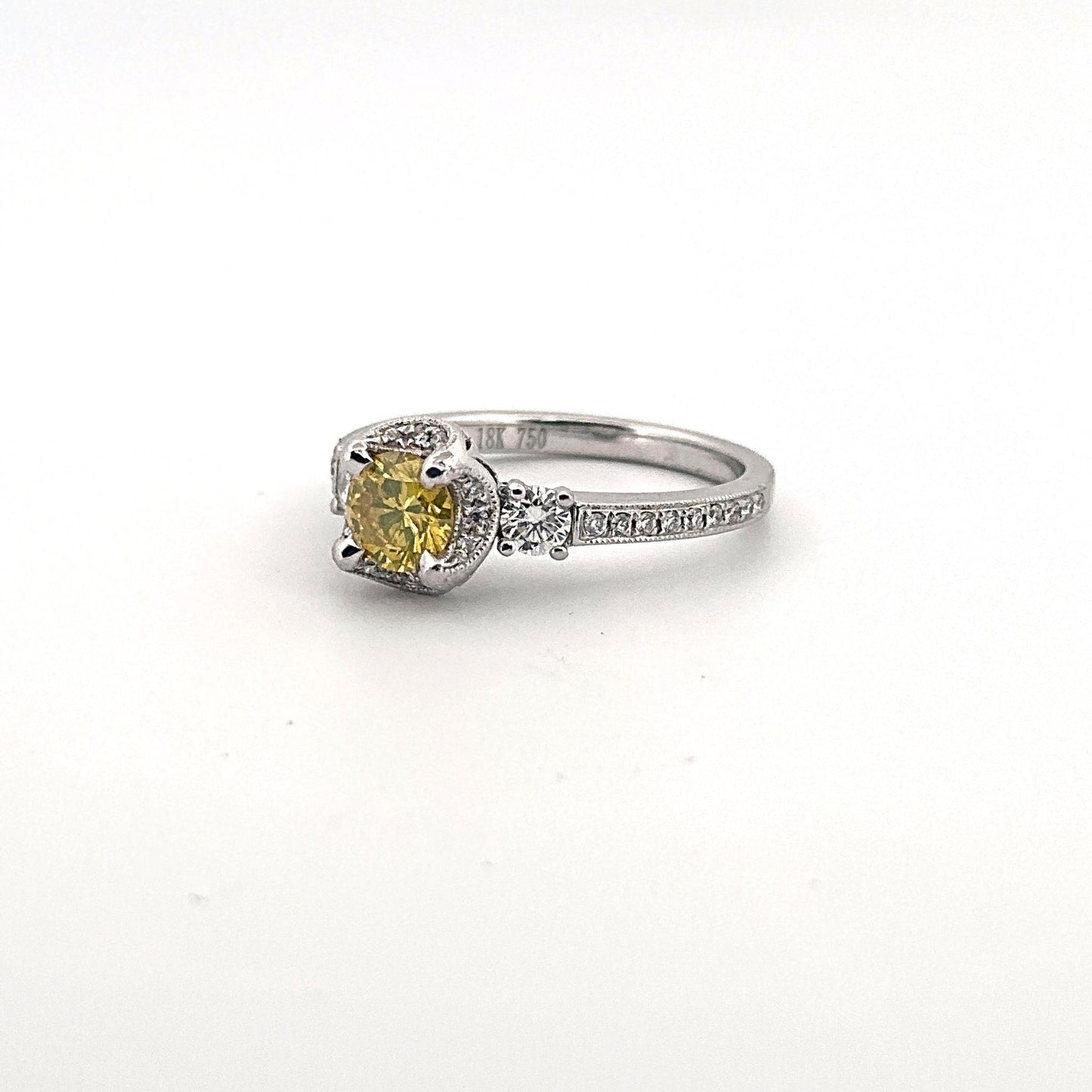 White Gold HPHT Yellow Diamond Ring