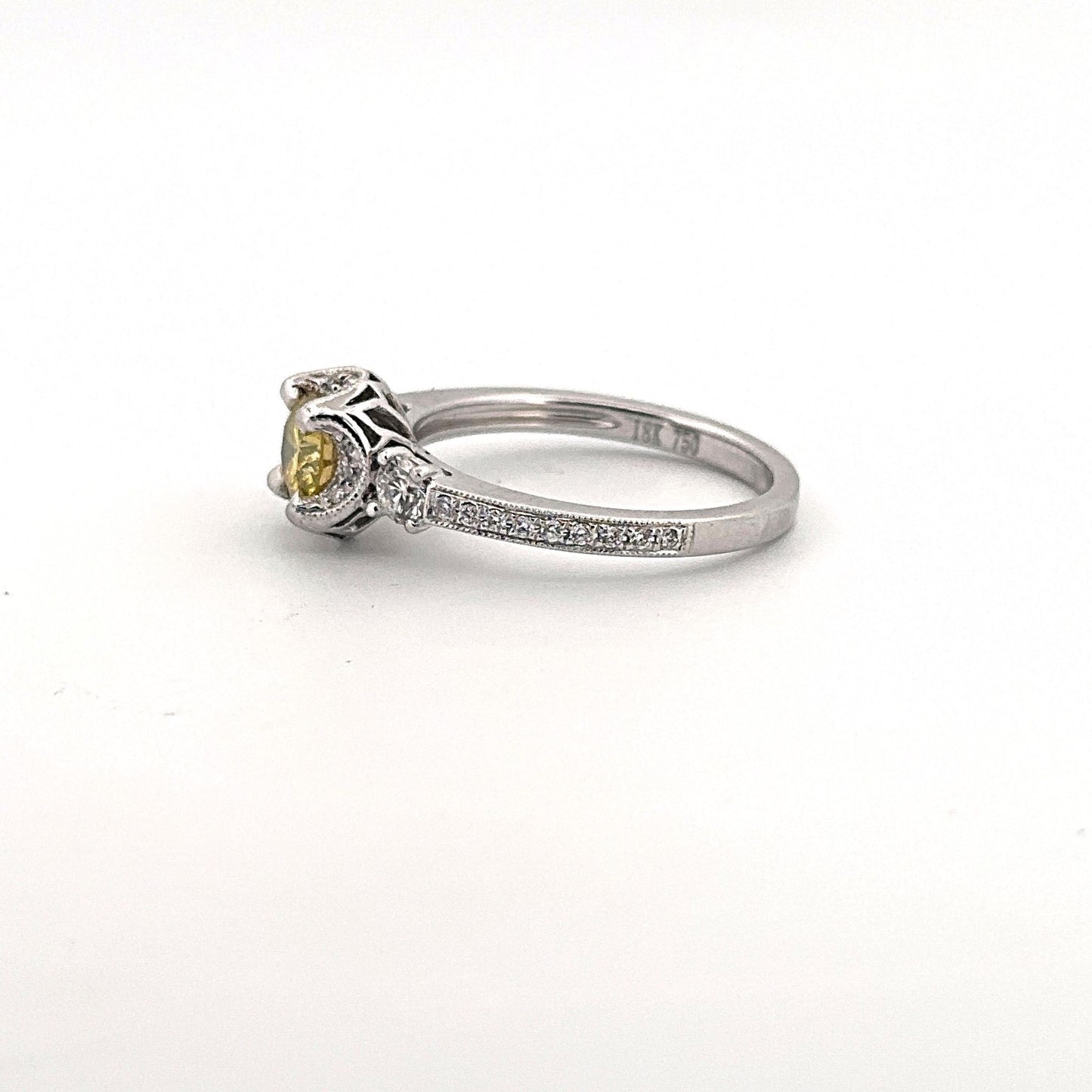 White Gold HPHT Yellow Diamond Ring