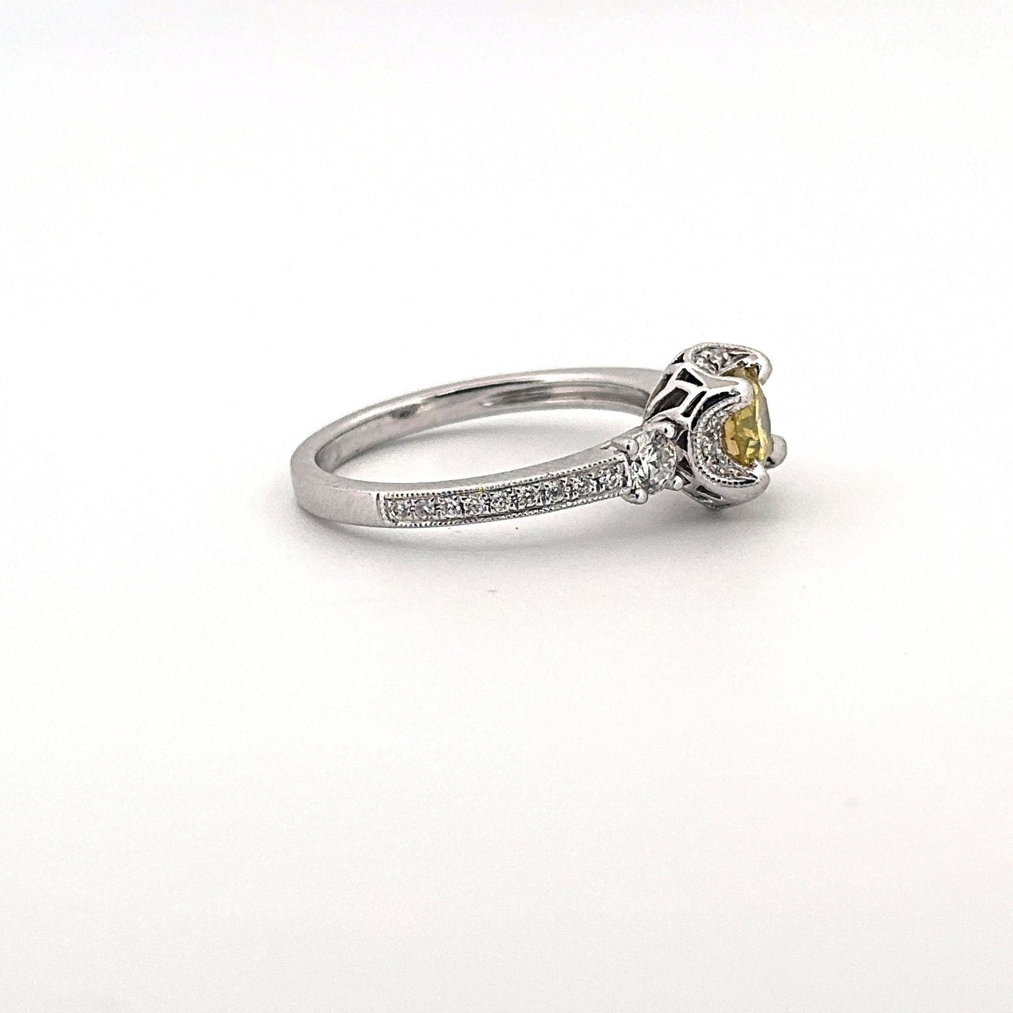 White Gold HPHT Yellow Diamond Ring