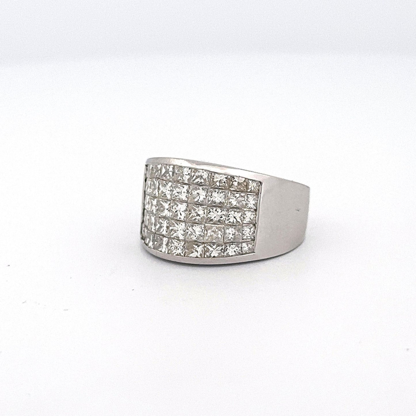 White Gold Princess Cut Cluster Set Diamond Ring