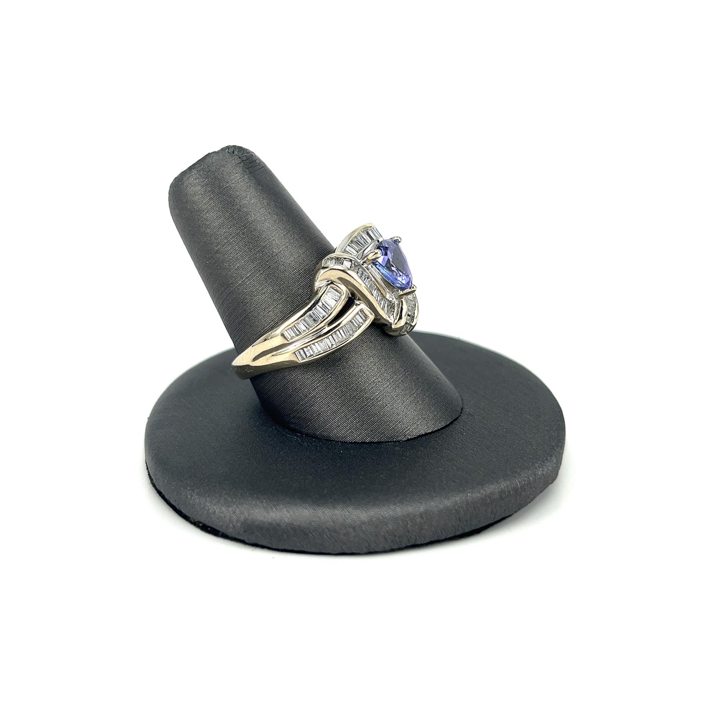 White Gold Trillion Tanzanite Cluster Ladies Ring