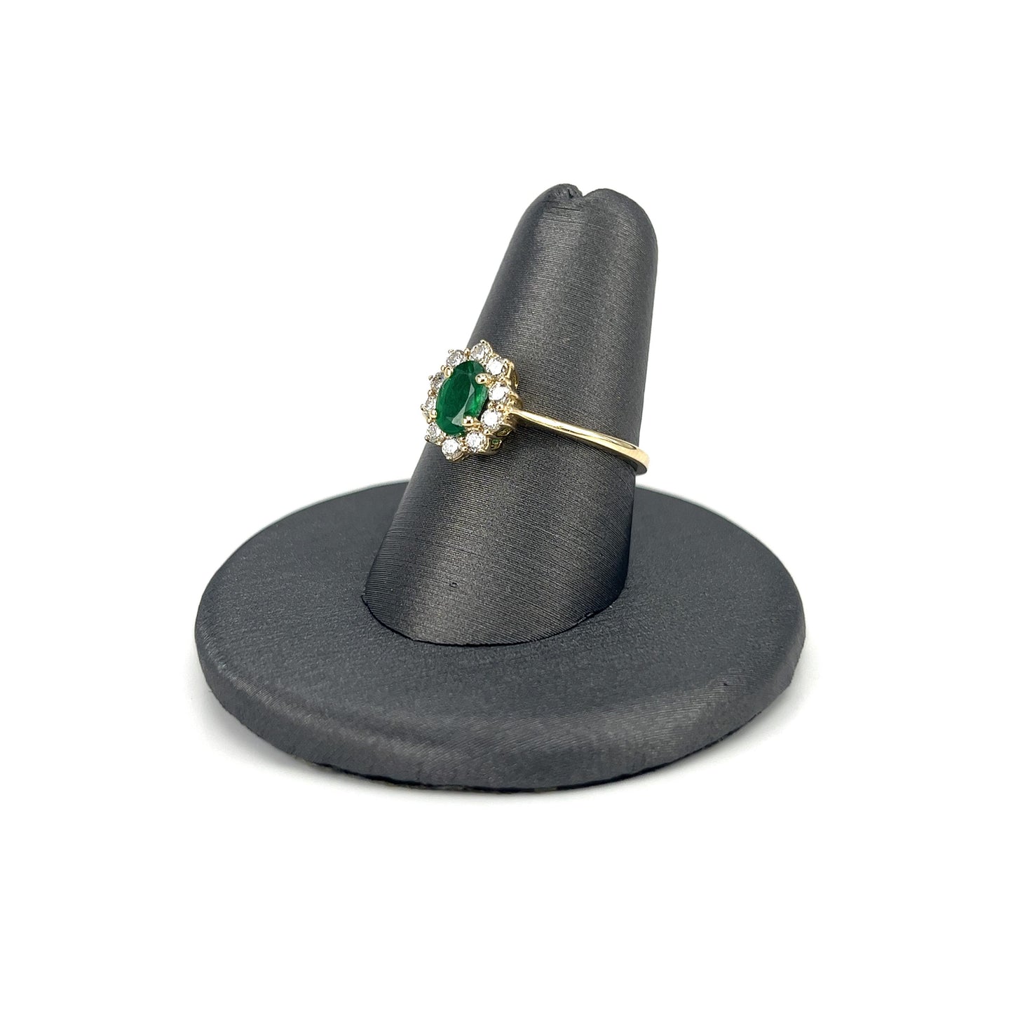 Yellow Gold Oval-Cut Emerald Ladies Ring