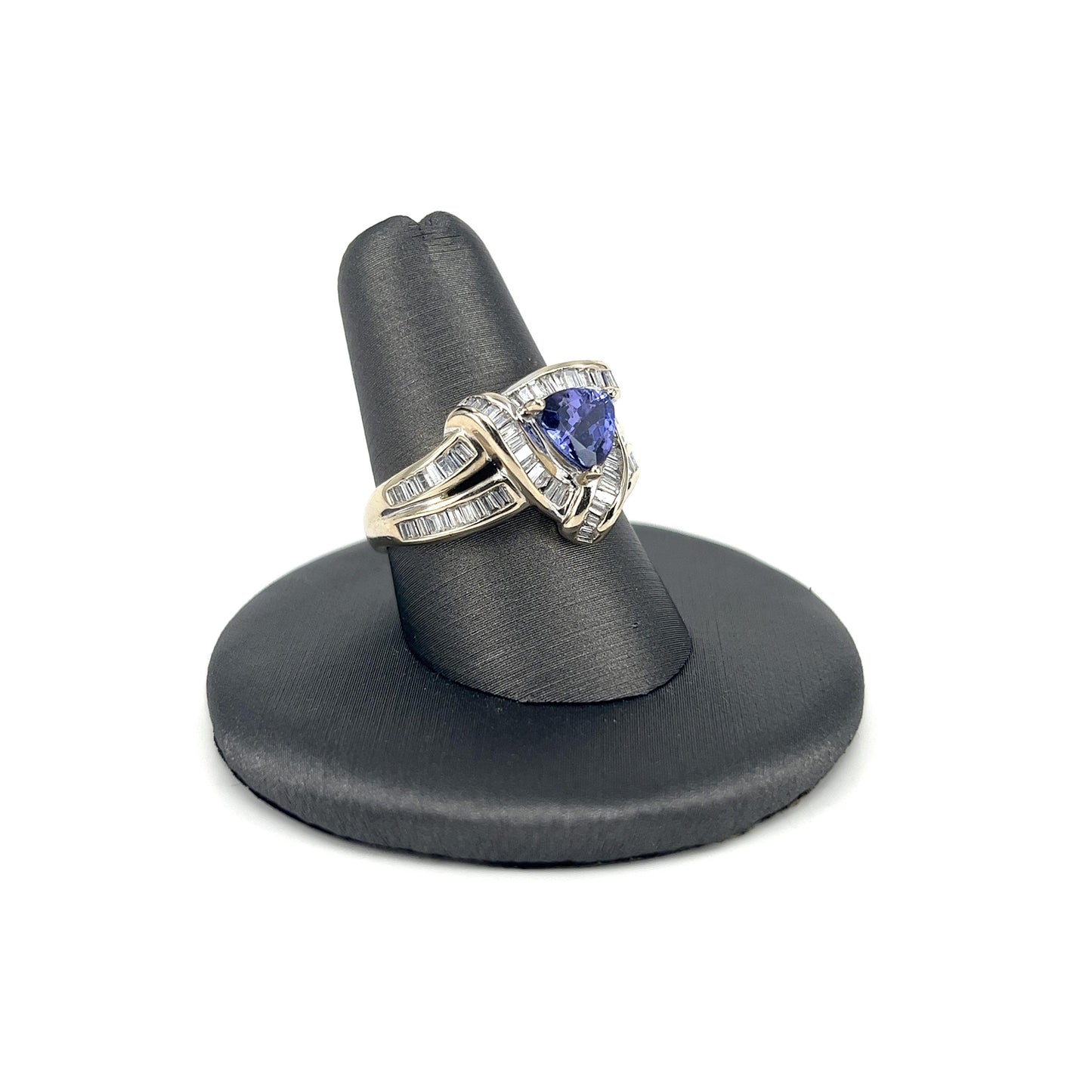 White Gold Trillion Tanzanite Cluster Ladies Ring