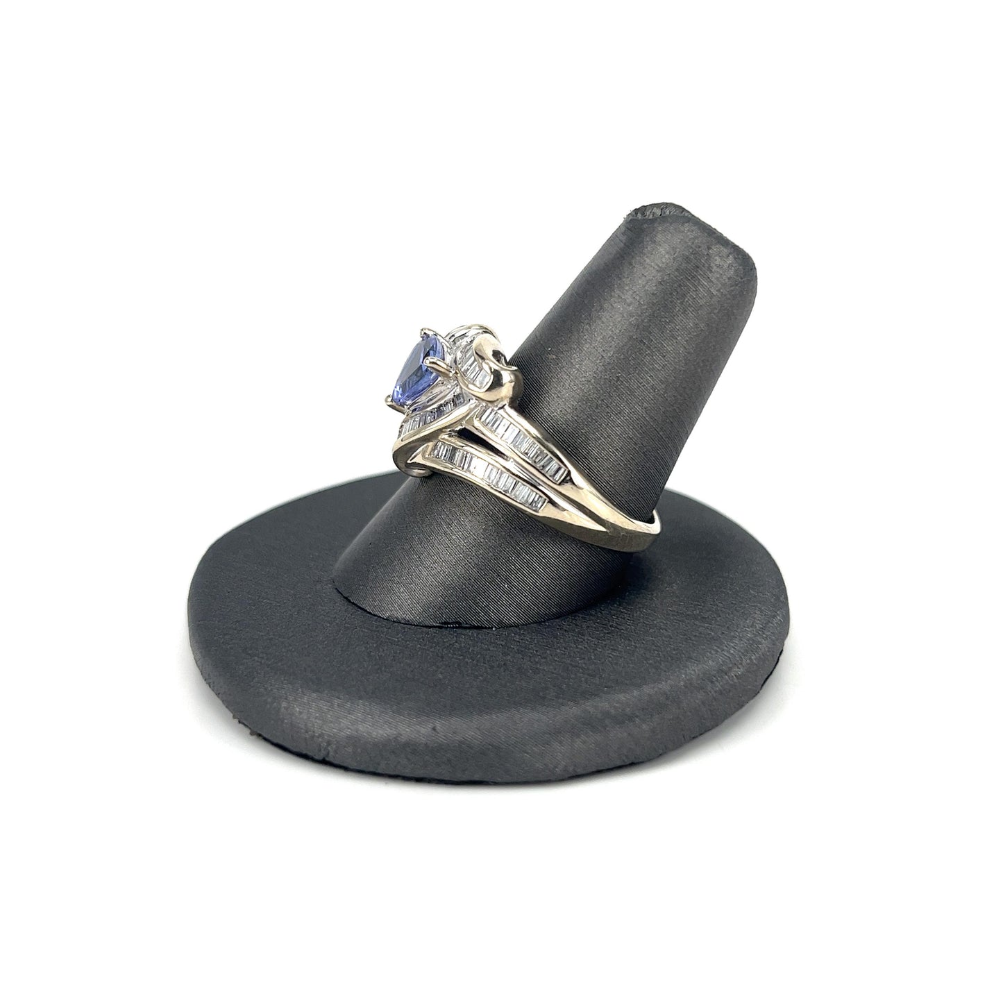 White Gold Trillion Tanzanite Cluster Ladies Ring