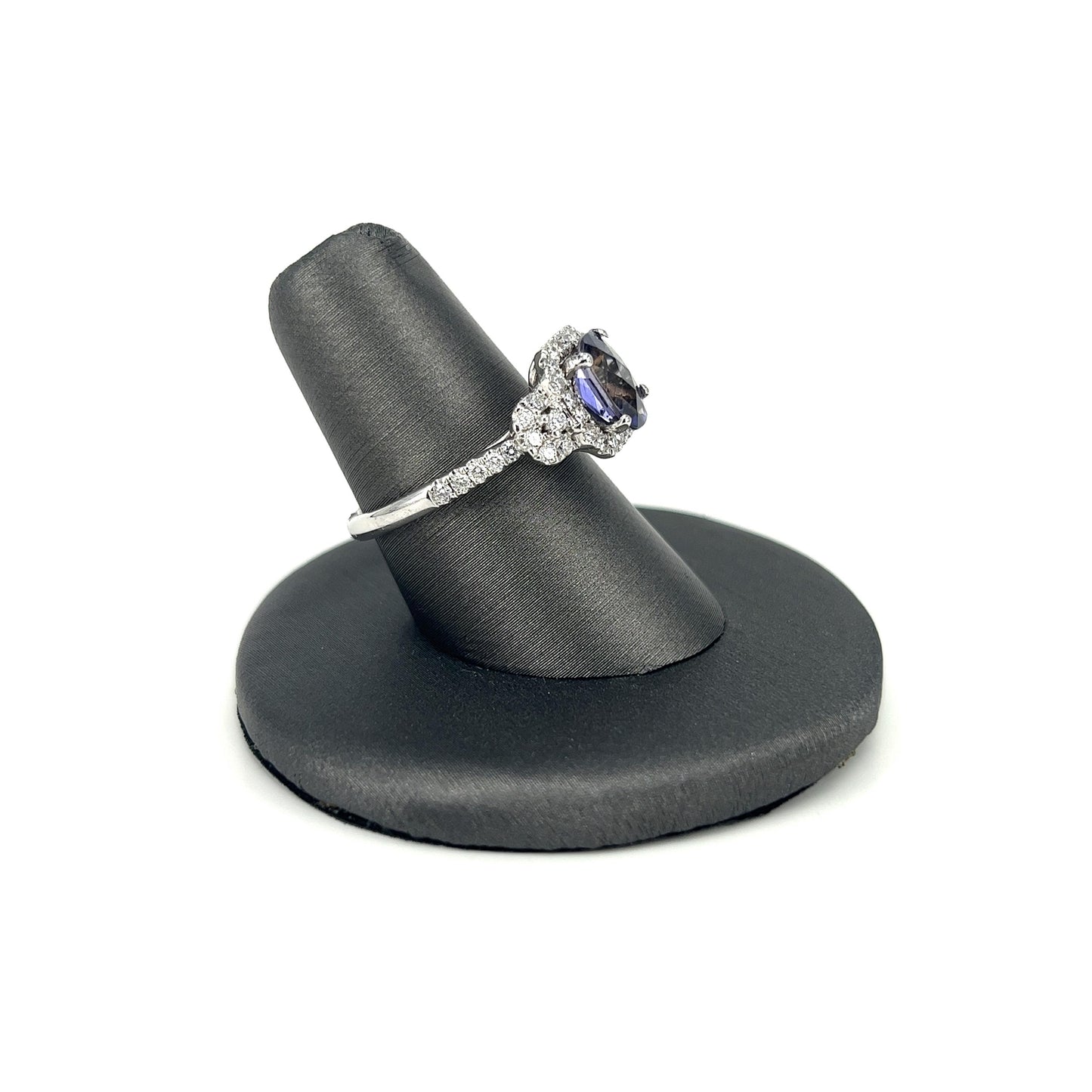 White Gold Checkerboard Tanzanite Ladies Ring