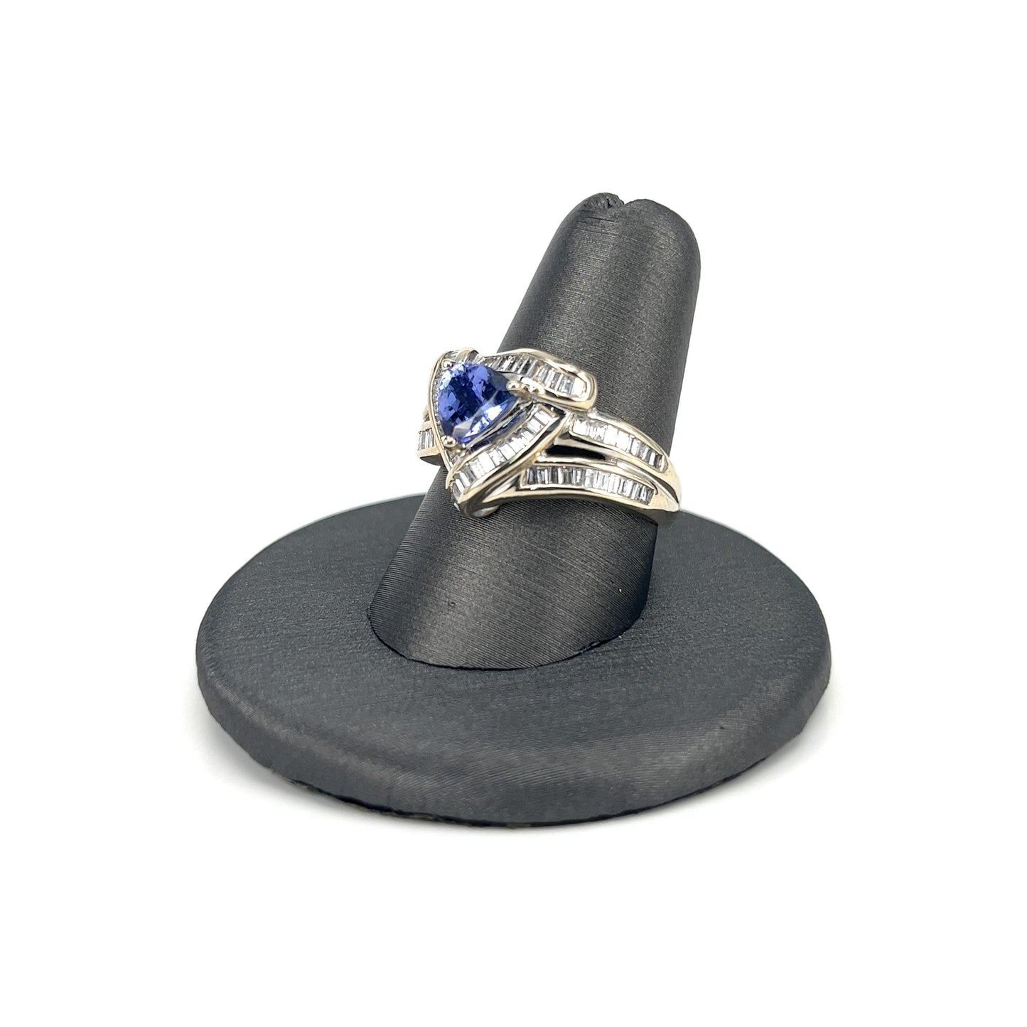 White Gold Trillion Tanzanite Cluster Ladies Ring