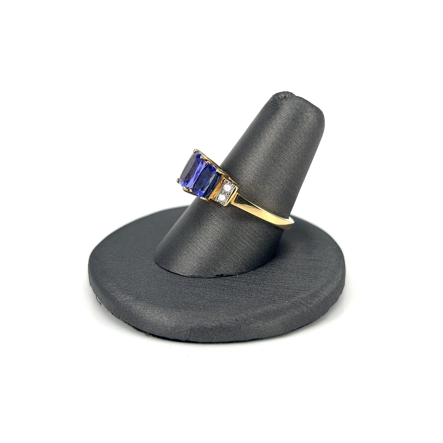Yellow Gold Three-Stone Tanzanite Ladies Ring