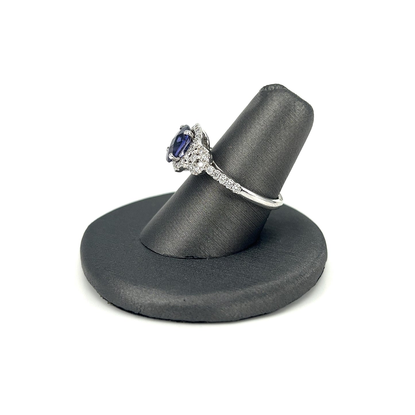 White Gold Checkerboard Tanzanite Ladies Ring