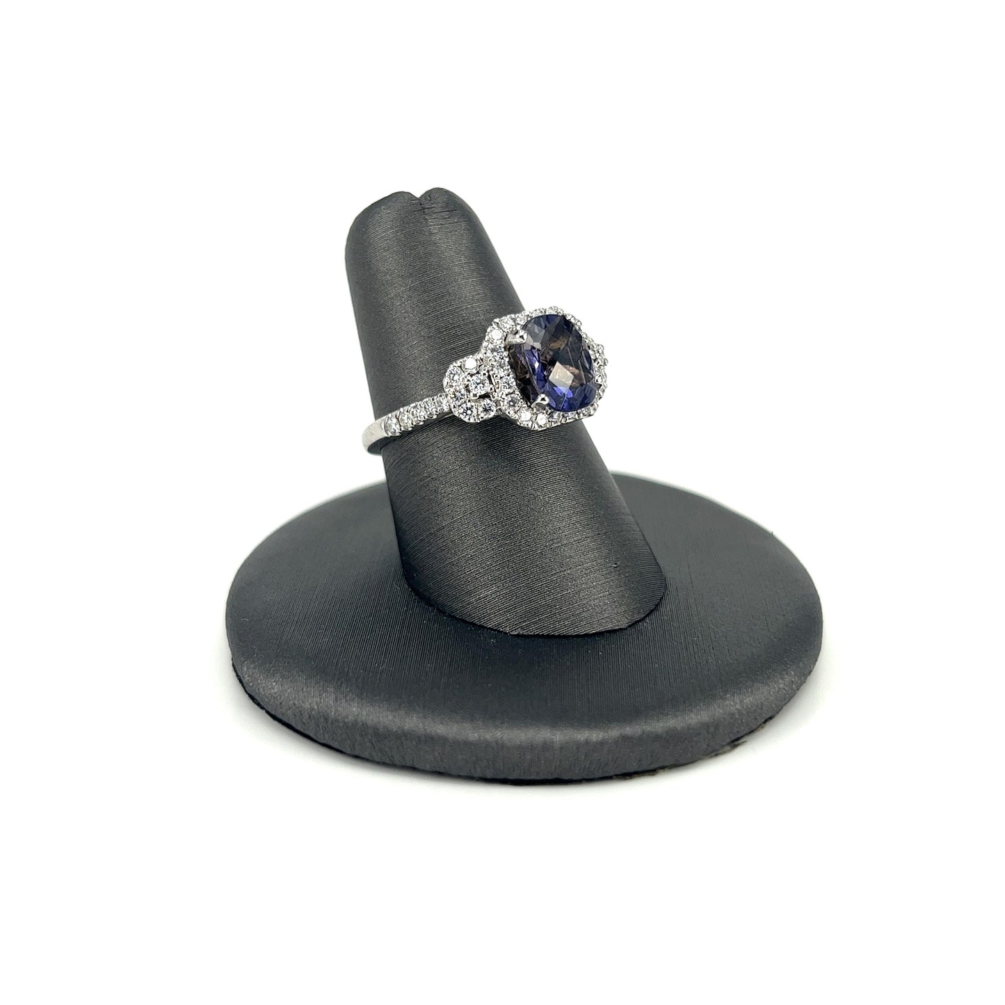 White Gold Checkerboard Tanzanite Ladies Ring