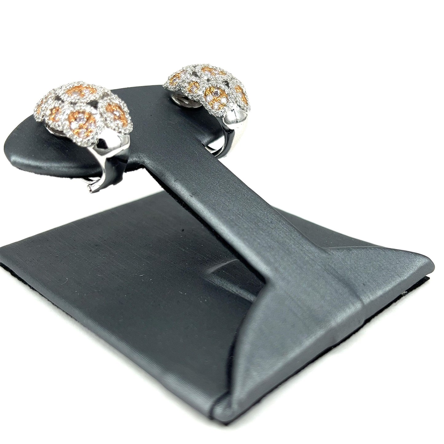 Two Tone Pink and White Diamond Earrings