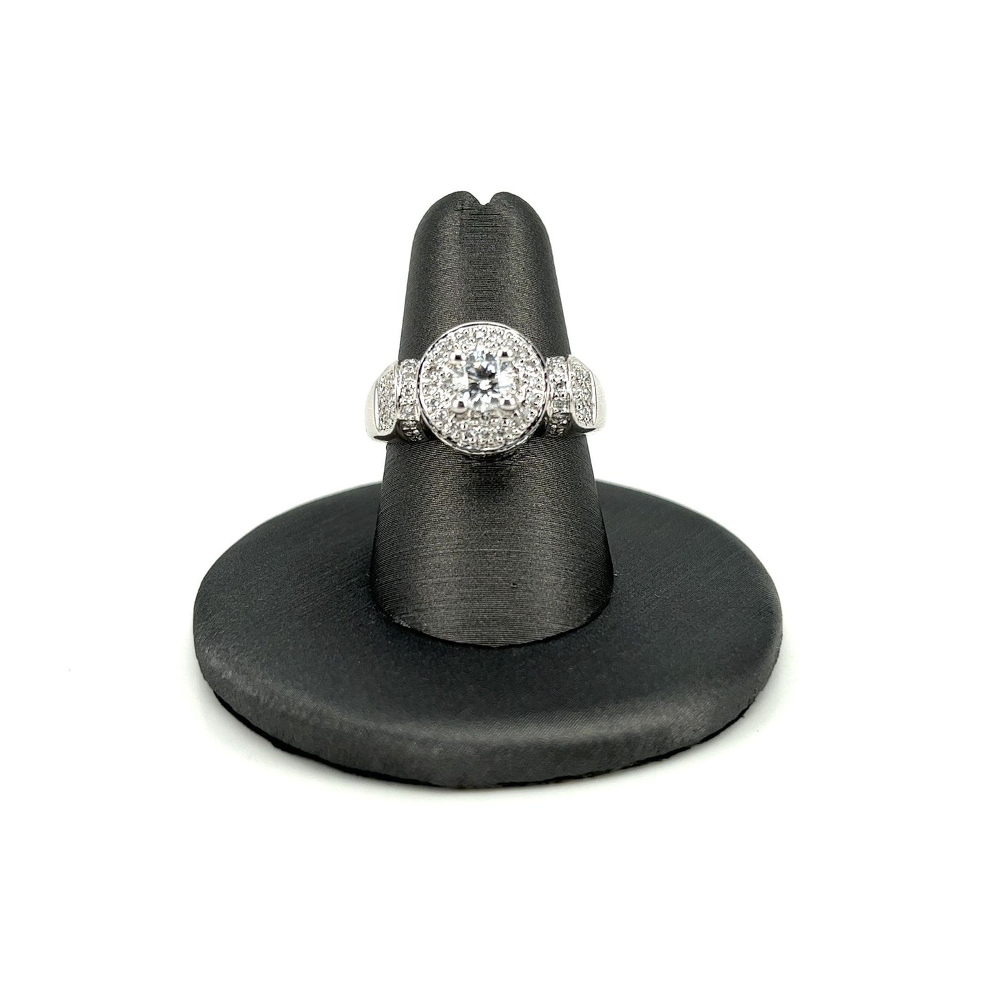 White Gold Diamond Pave Halo Ring