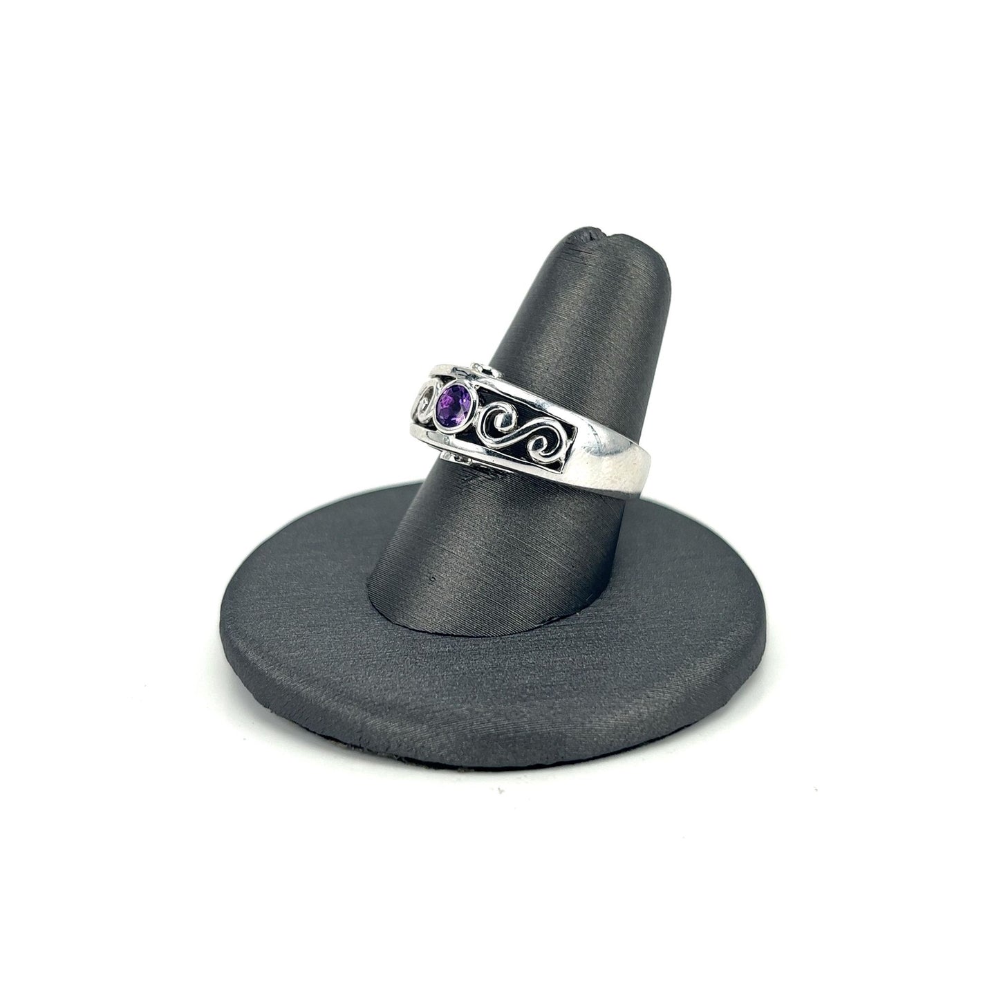 White Gold Amethyst and Tsavorite Band