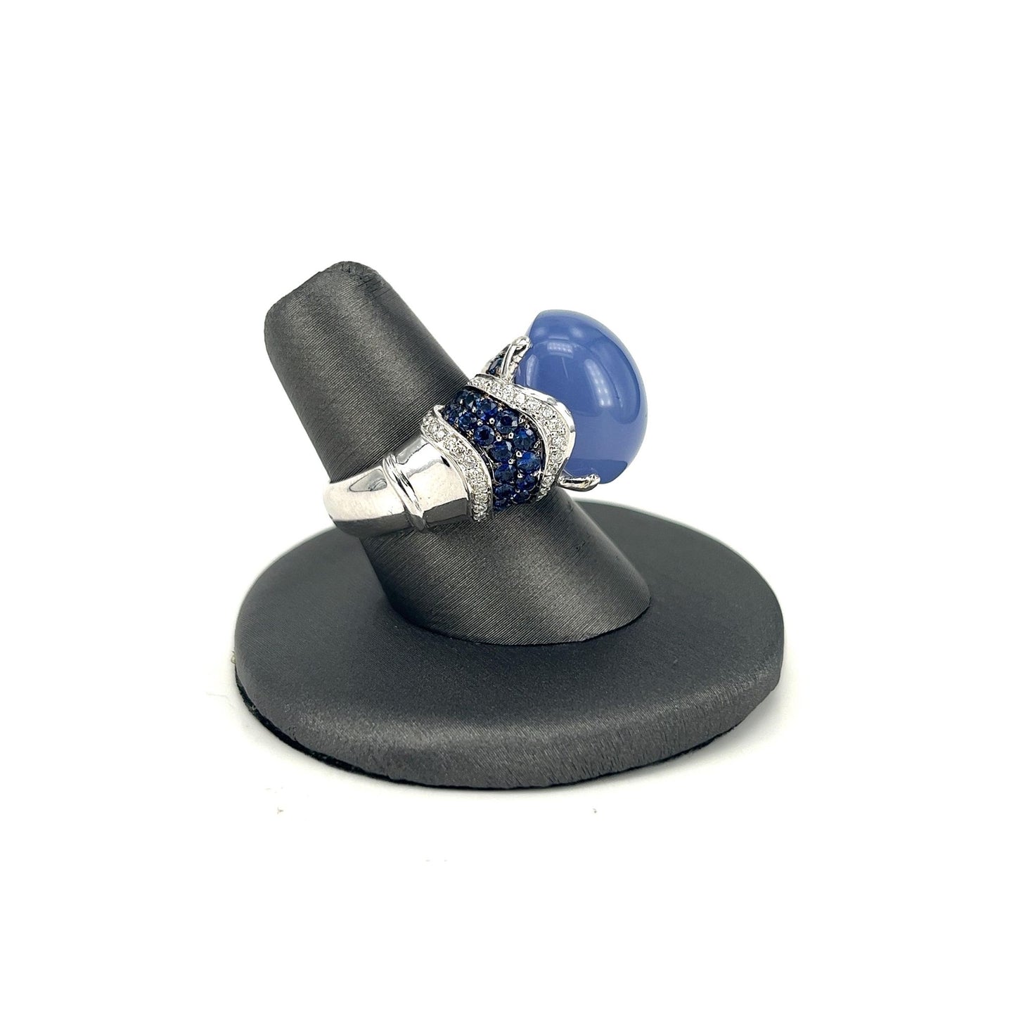White Gold GADI Estate Designer Chalcedony Ring