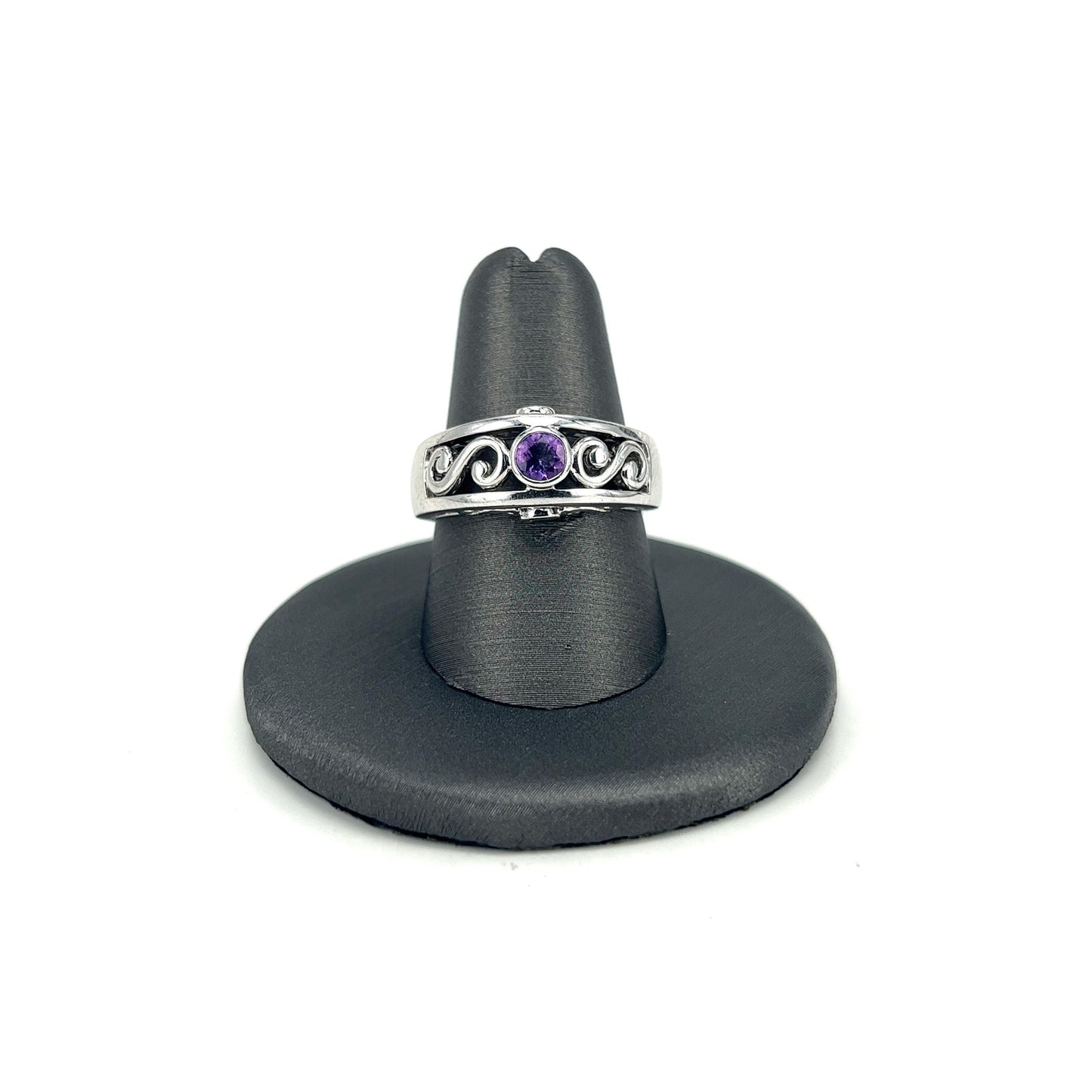 White Gold Amethyst and Tsavorite Band
