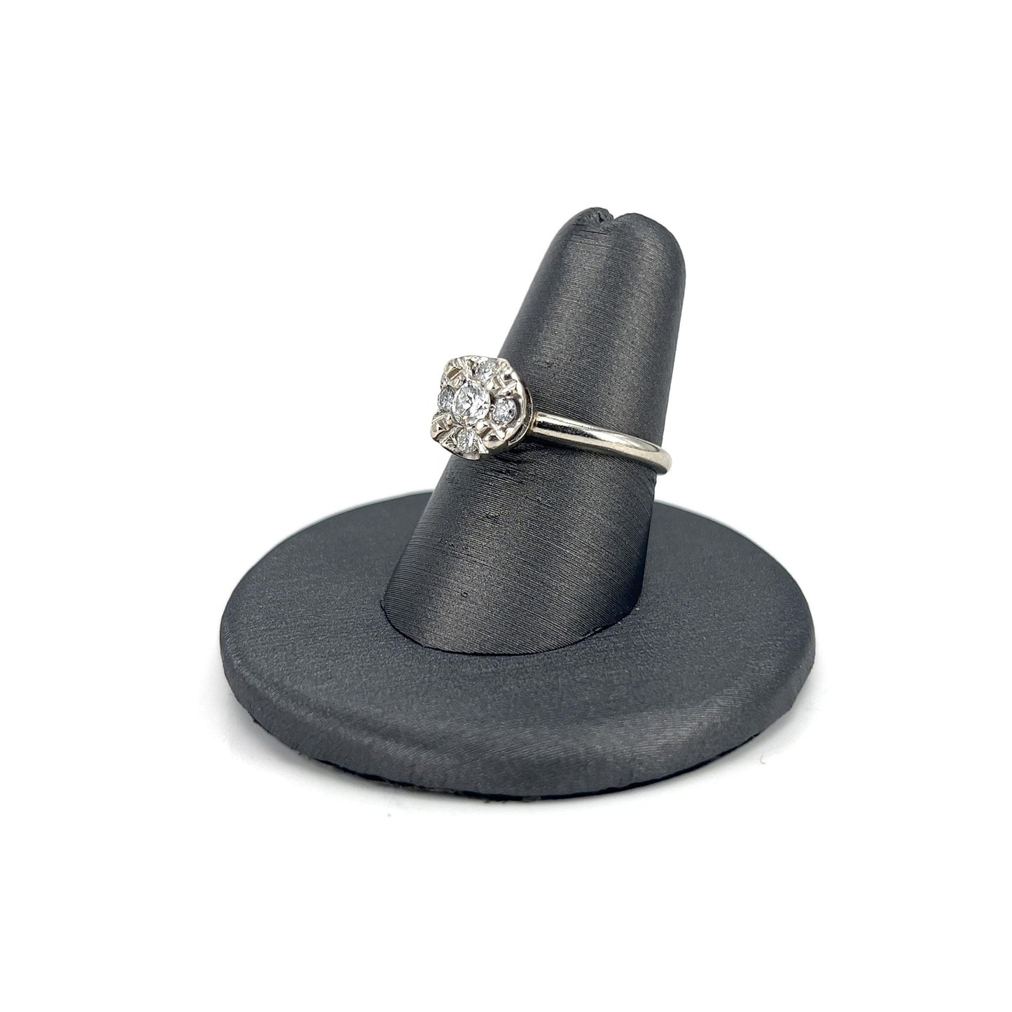 White Gold Vintage Estate Cluster Ring