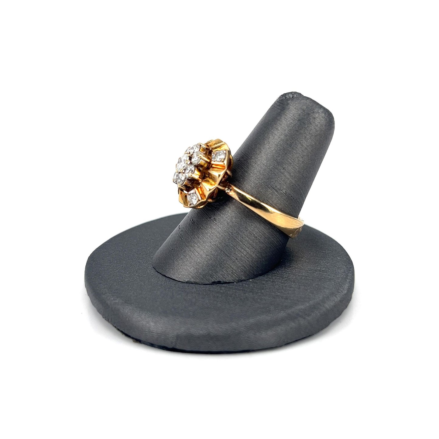 Yellow Gold Floral Diamond Cluster Ring