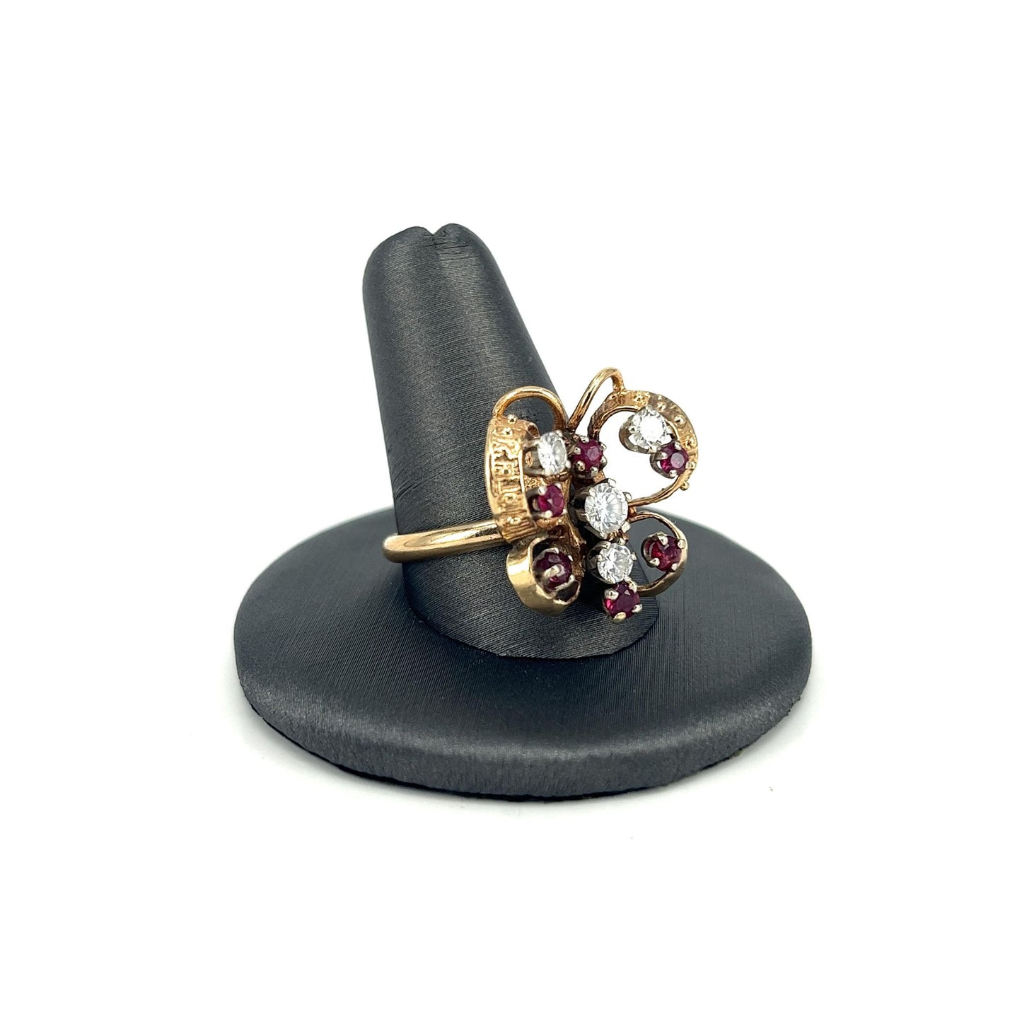 Yellow Gold Estate Butterfly Ruby and Diamond Ring