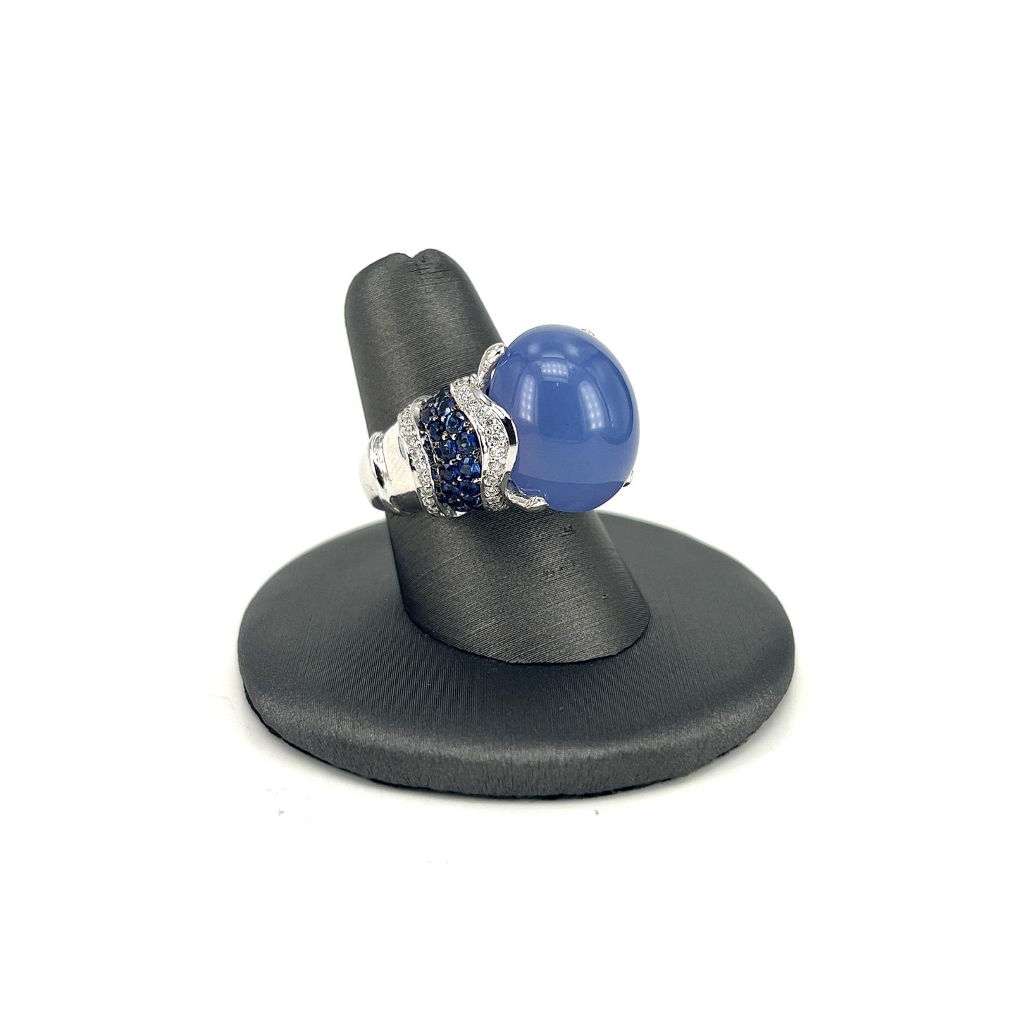 White Gold GADI Estate Designer Chalcedony Ring