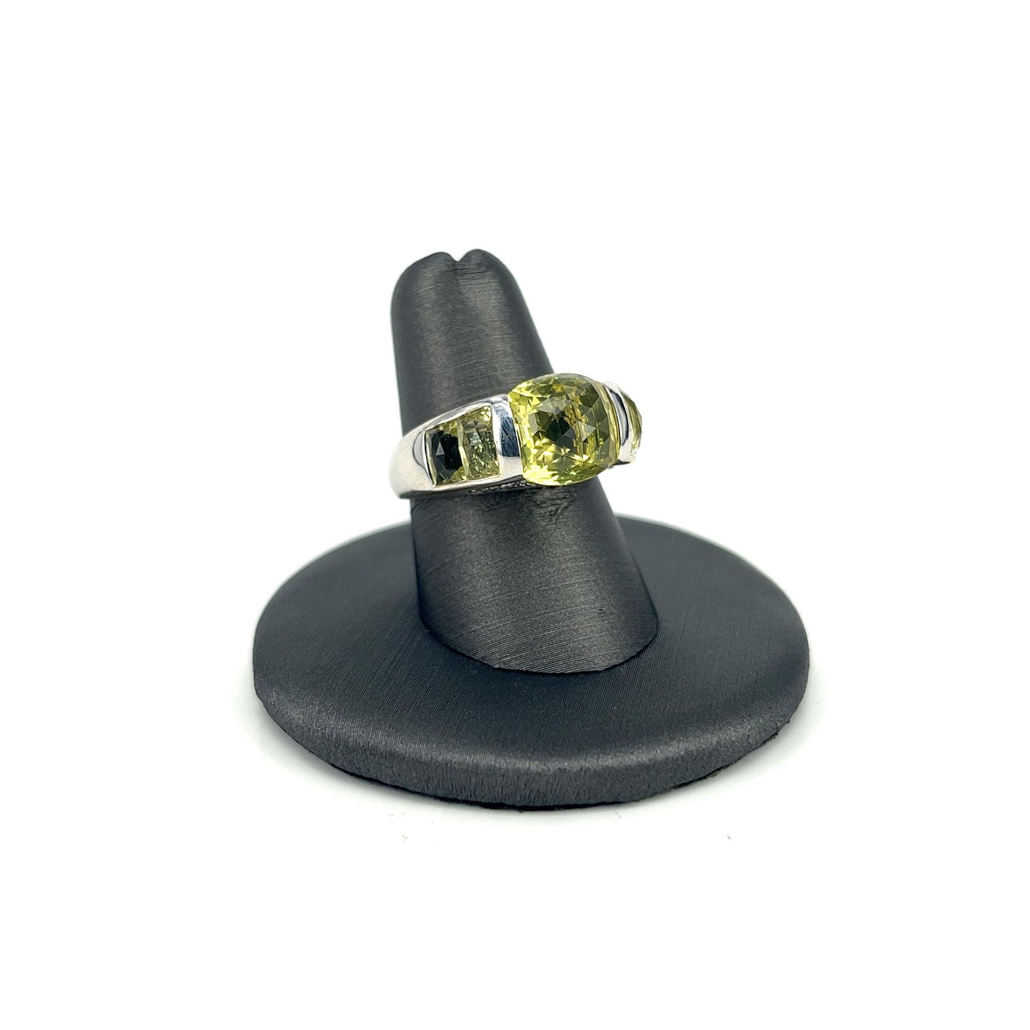 White Gold Peridot Estate Fashion Ring