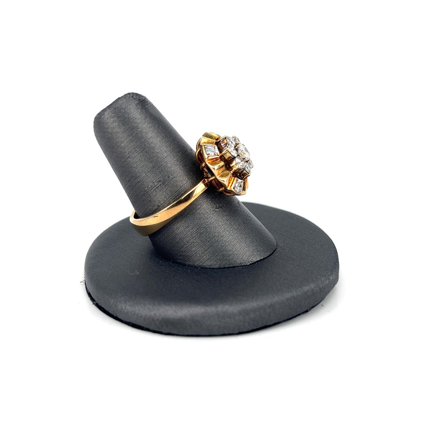Yellow Gold Floral Diamond Cluster Ring