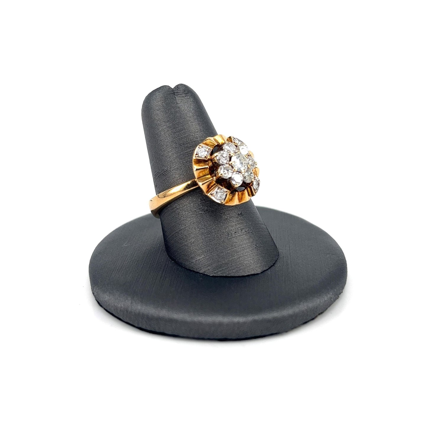 Yellow Gold Floral Diamond Cluster Ring