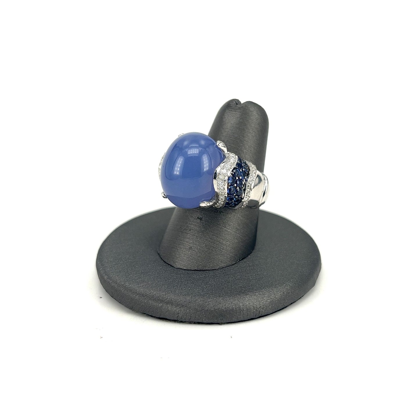White Gold GADI Estate Designer Chalcedony Ring