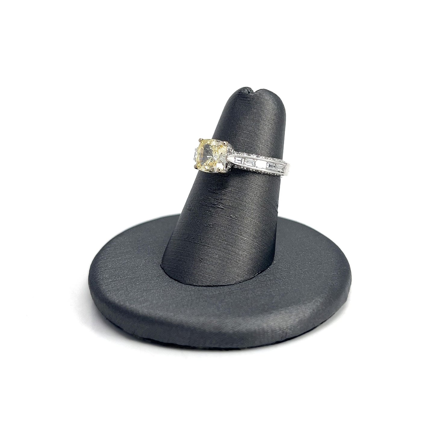 White Gold Estate Yellow Cubic Zirconia Ring