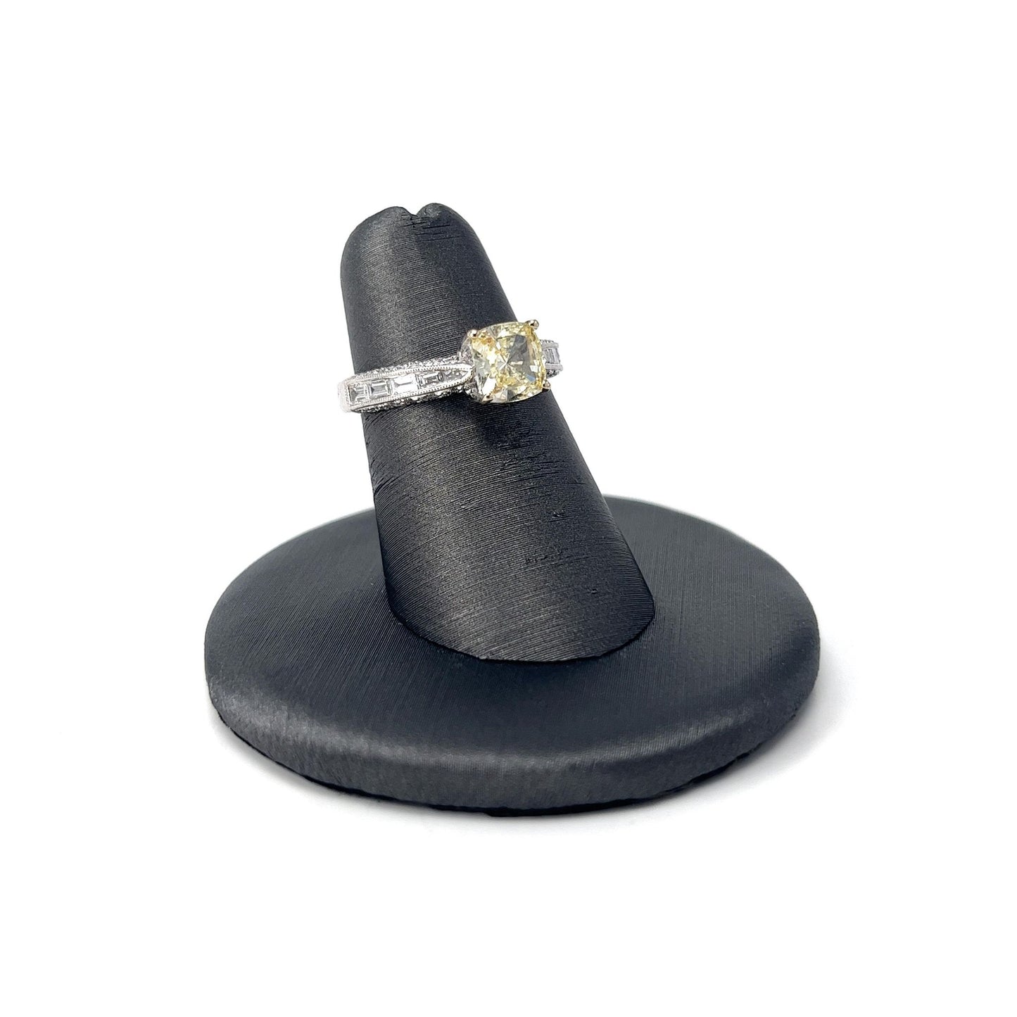 White Gold Estate Yellow Cubic Zirconia Ring