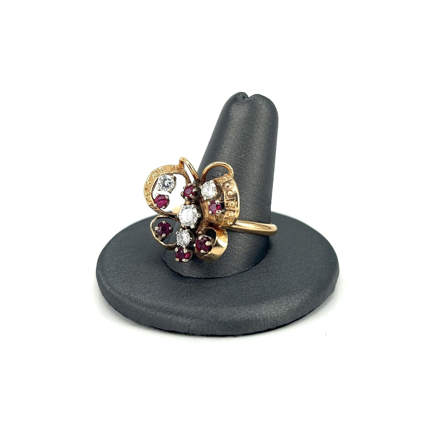 Yellow Gold Estate Butterfly Ruby and Diamond Ring