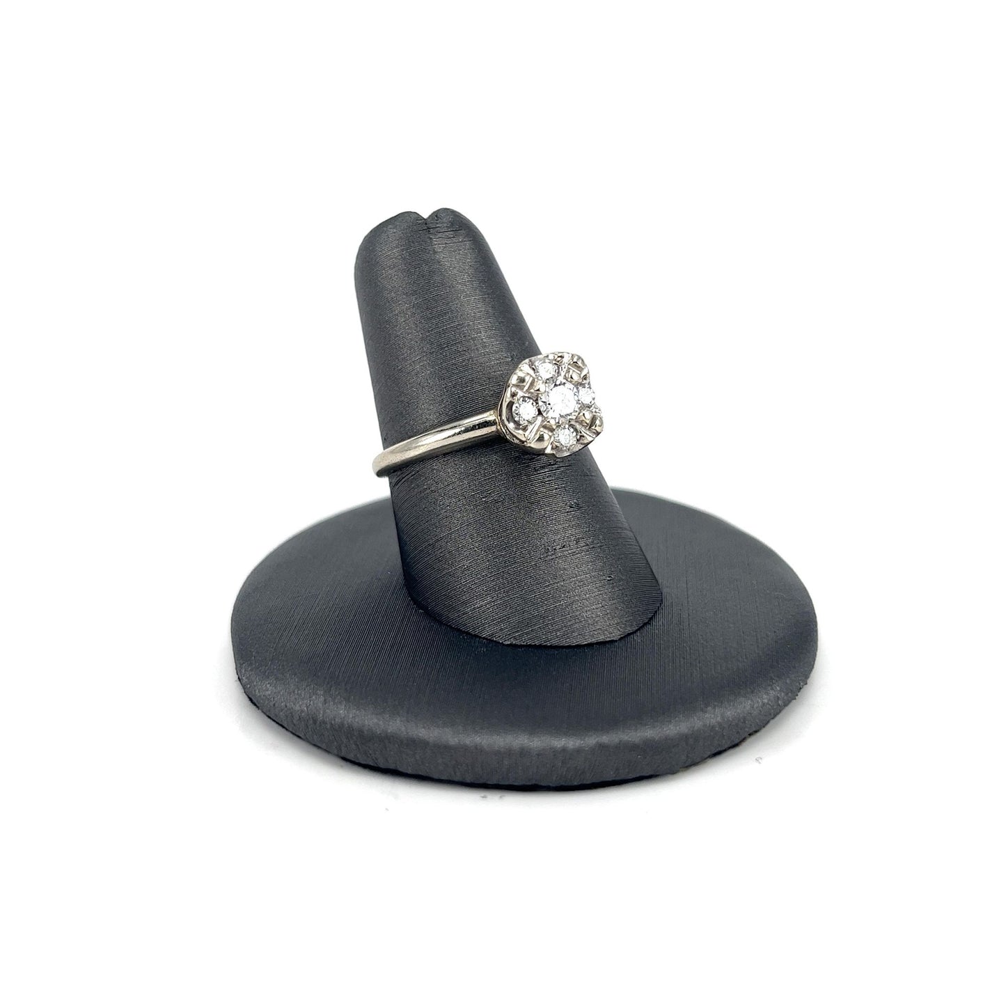 White Gold Vintage Estate Cluster Ring