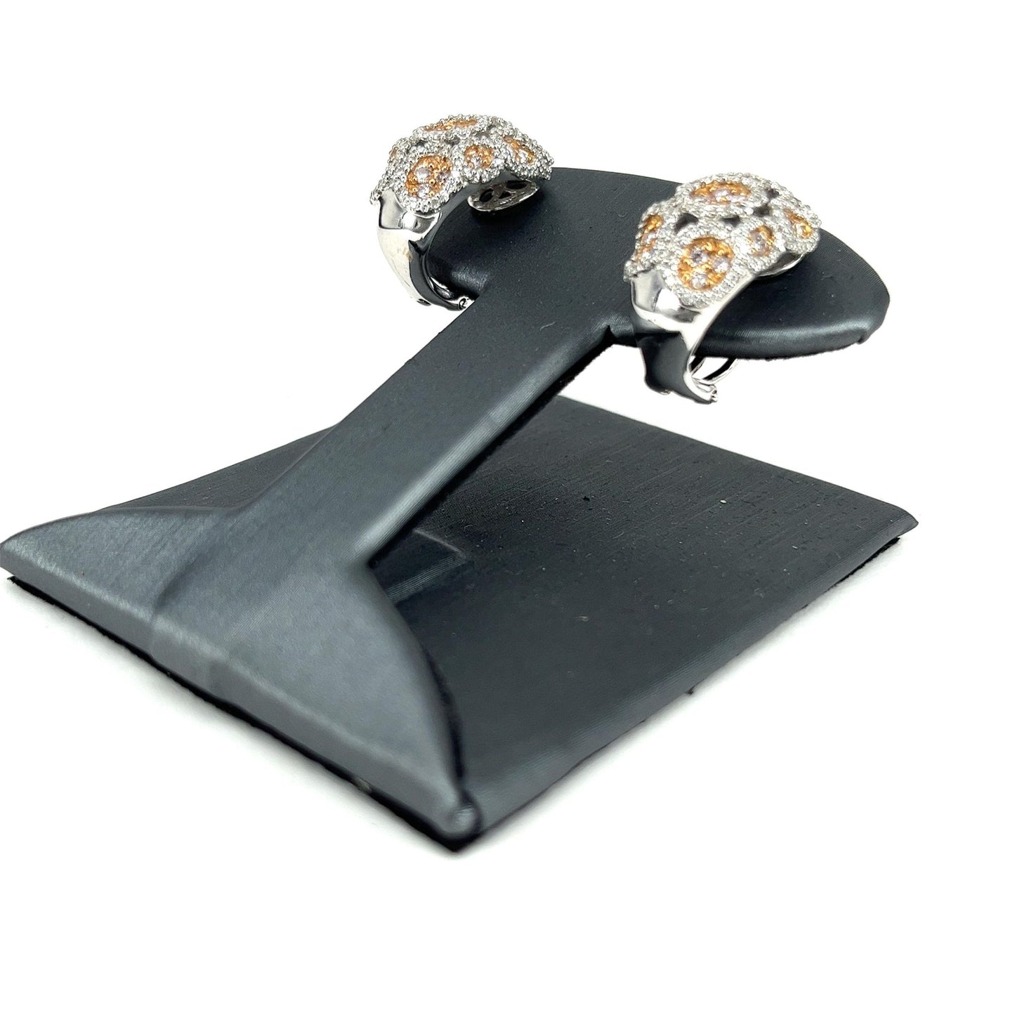 Two Tone Pink and White Diamond Earrings
