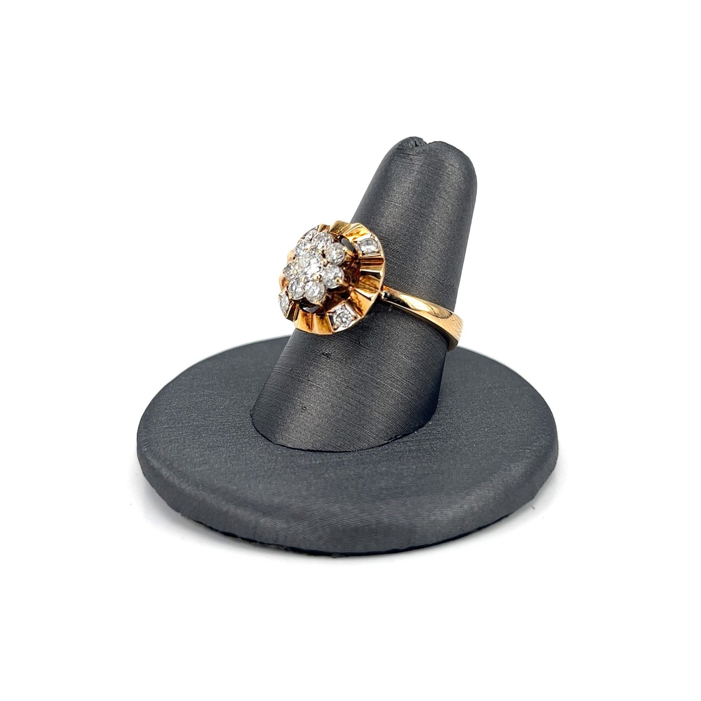 Yellow Gold Floral Diamond Cluster Ring