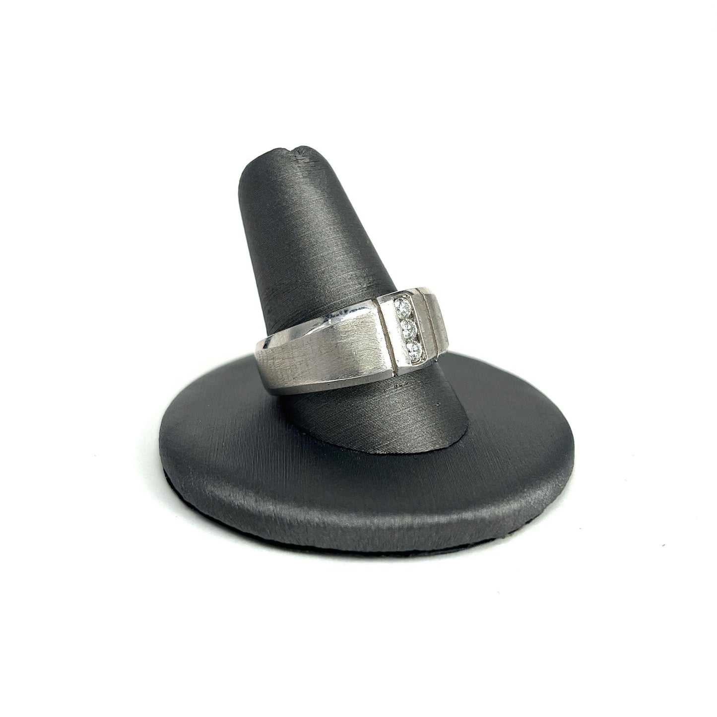 White Gold 3 Diamond Men's Ring