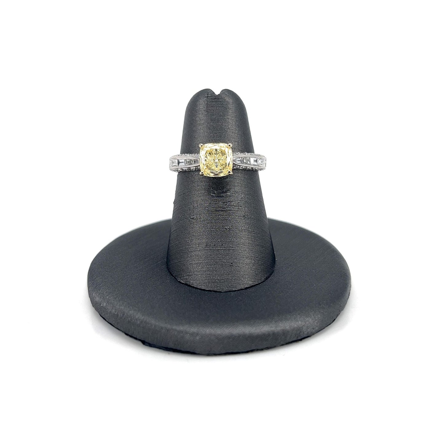 White Gold Estate Yellow Cubic Zirconia Ring