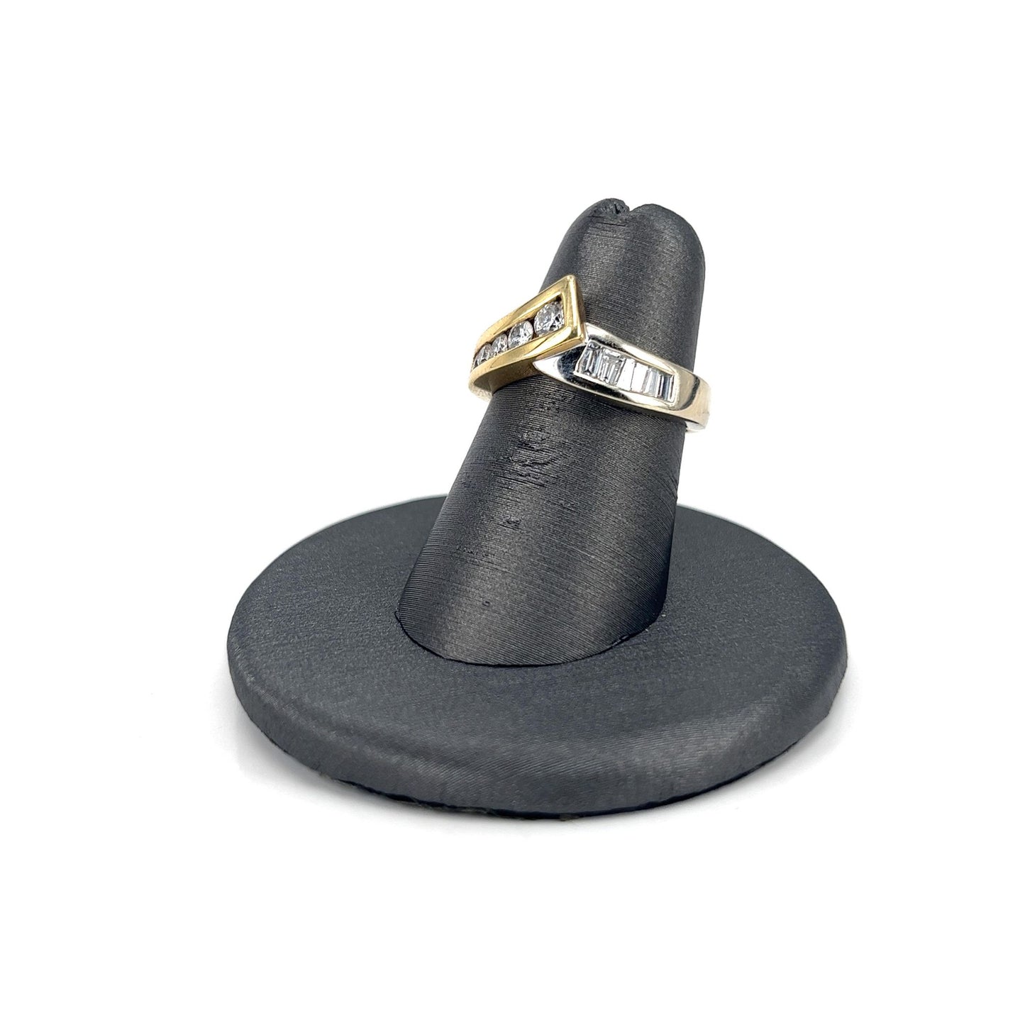 Two Tone Gold Diamond Break Ring