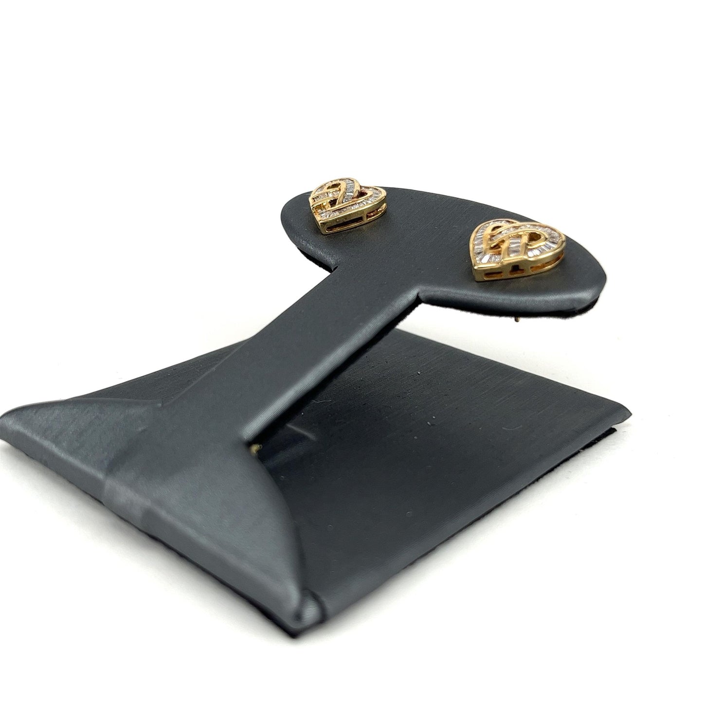 Yellow Gold Diamond Heart Earrings