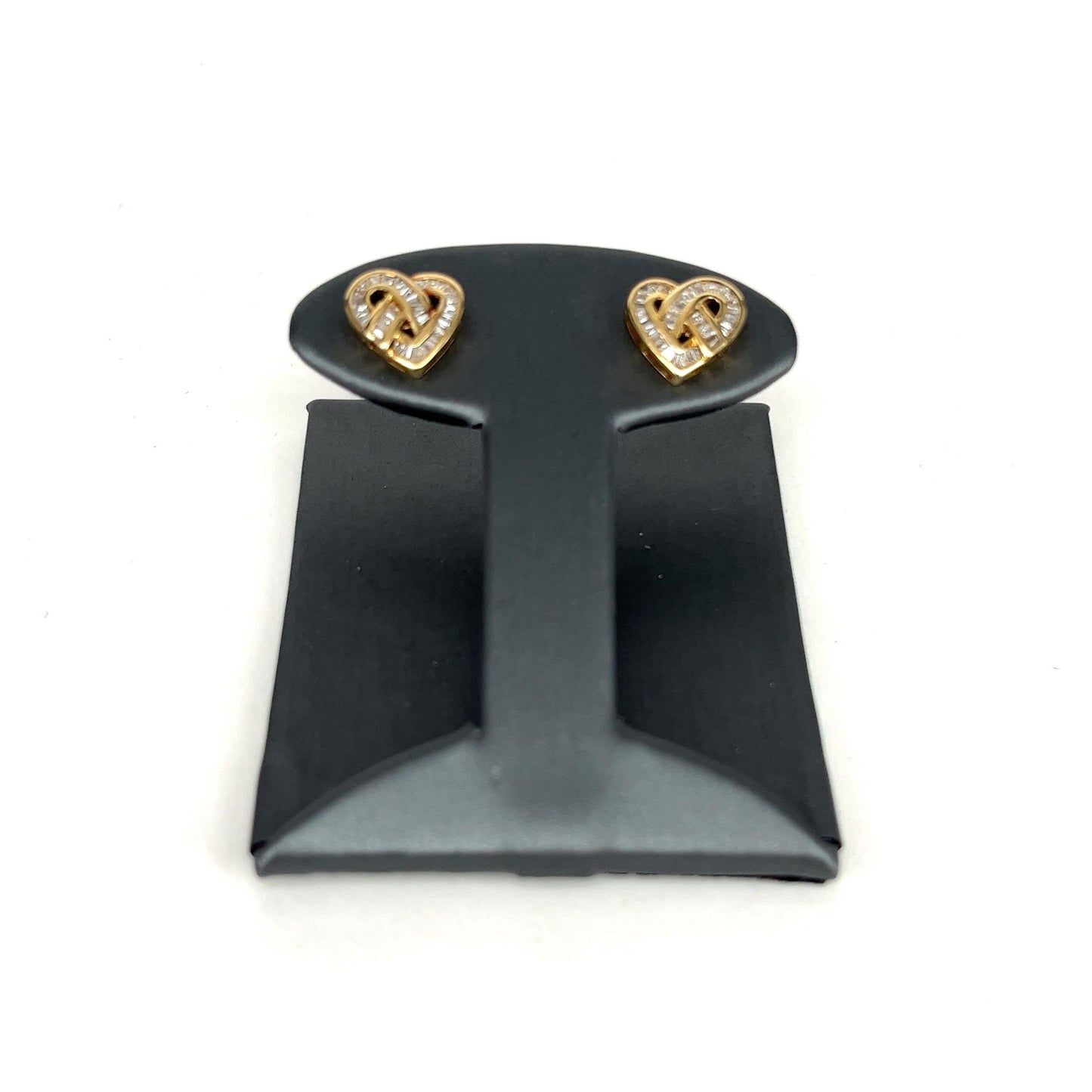 Yellow Gold Diamond Heart Earrings