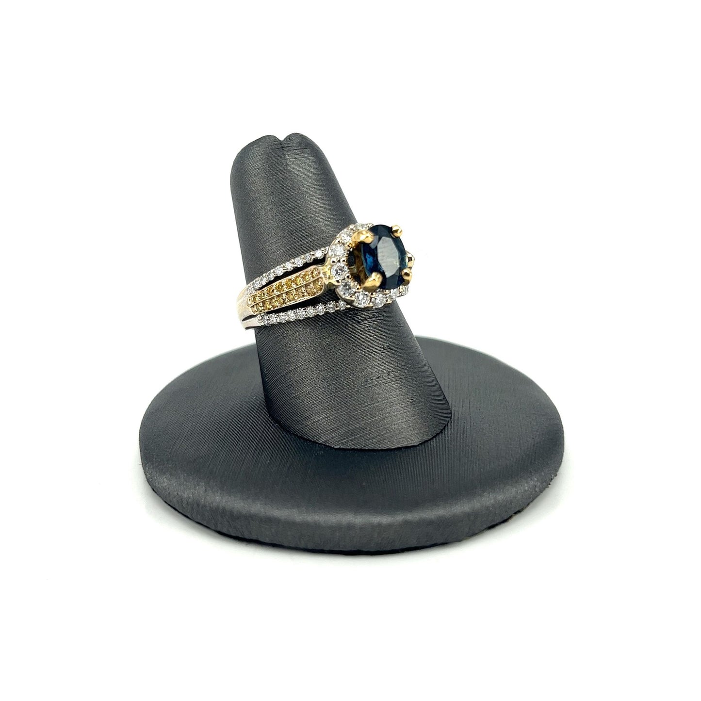 Two Tone Gold Estate Sapphire Diamond Ring