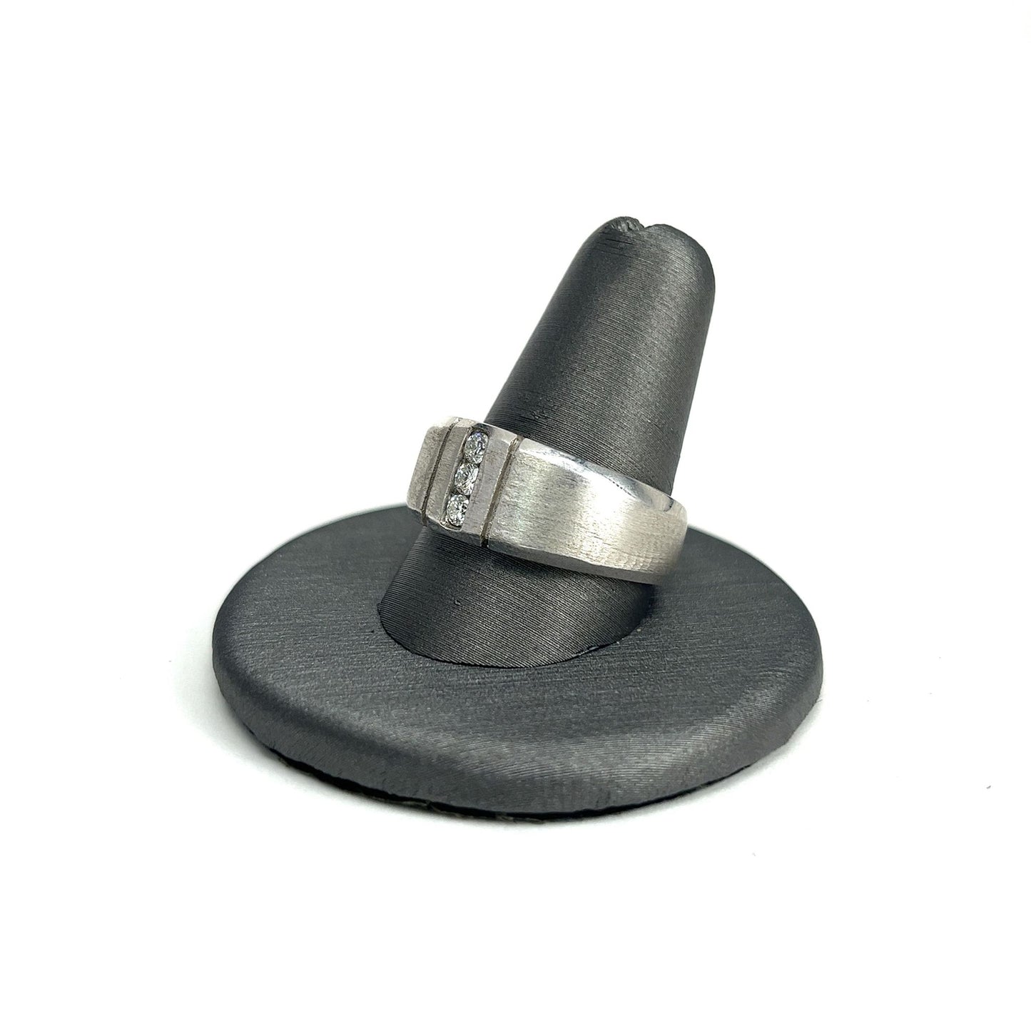 White Gold 3 Diamond Men's Ring