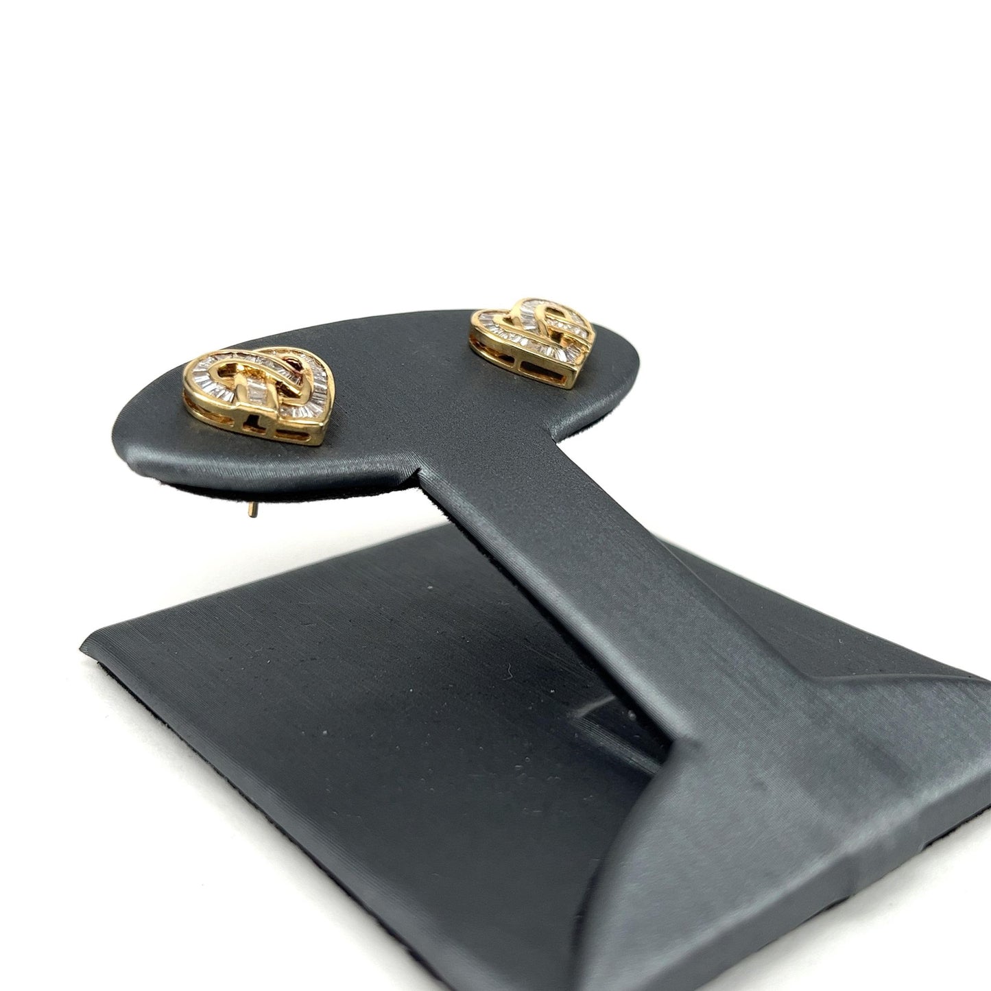 Yellow Gold Diamond Heart Earrings