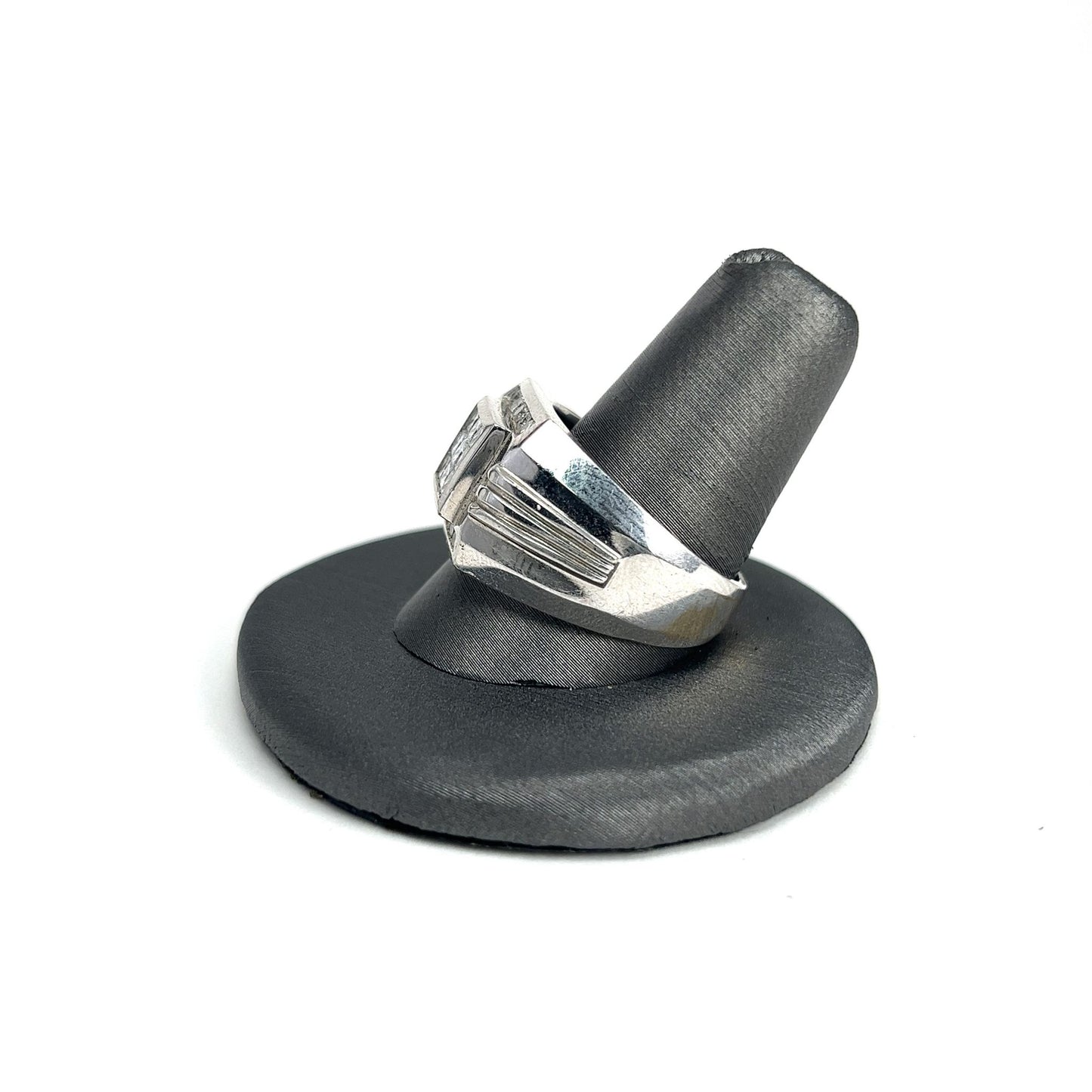 White Gold Diamond Square Men's Ring