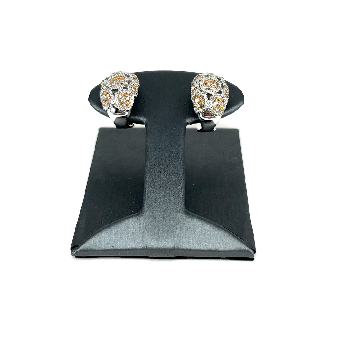 Two Tone Pink and White Diamond Earrings