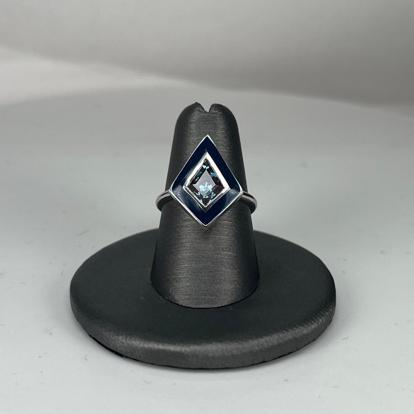 White Gold Lab Grown Alexandrite Enamel Ring