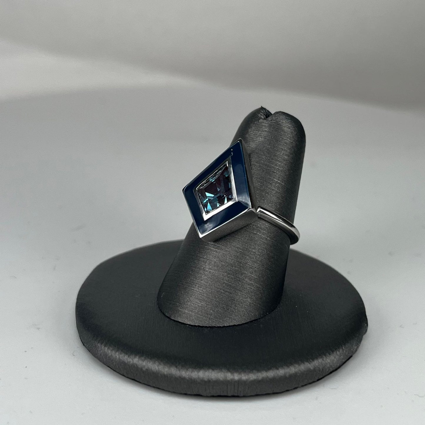 White Gold Lab Grown Alexandrite Enamel Ring
